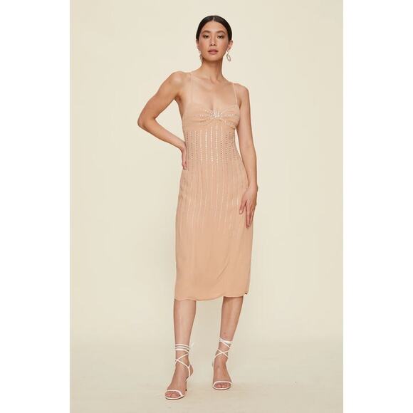 Elegant Peach Embellished Dress - Picture 7 of 11